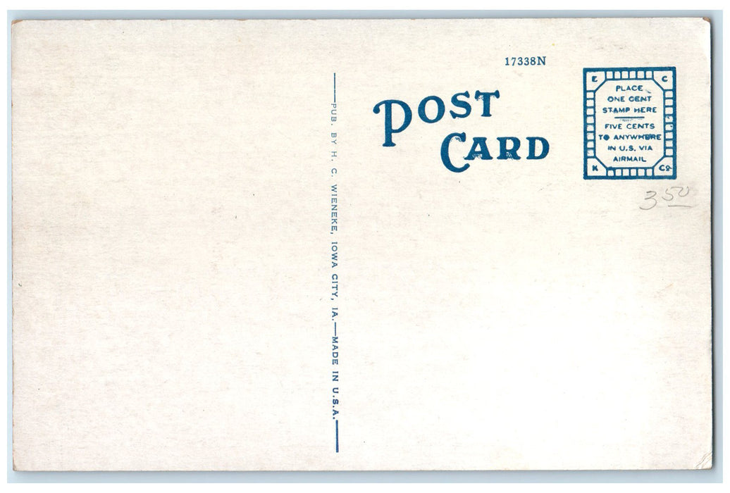 c1920's Iowa Memorial Union University Of Iowa Classic Car Iowa City IA Postcard