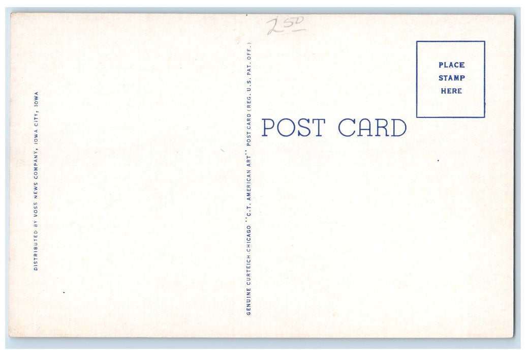 c1940's View Of Iowa Avenue Flower Beads Two Way Road Iowa City Iowa IA Postcard