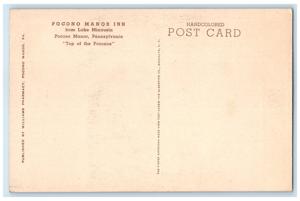 1949 Pocono Manor Inn Exterior Pocono Mano Pennsylvania PA Unposted Postcard