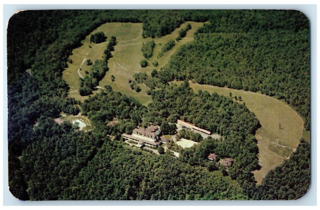 1950 Air View Monomonock Inn Mountainhome Pennsylvania PA Posted Trees Postcard