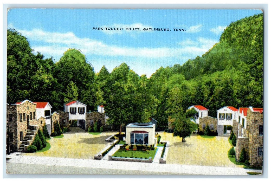 c1940's Park Tourist Court Exterior Roadside Gatlinburg Tennessee TN Postcard