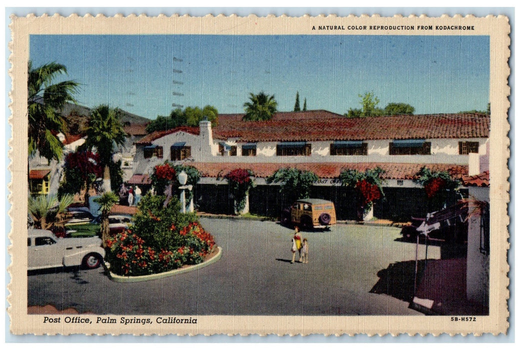 1951 Post Office Exterior Cars Scene Palm Springs California CA Posted Postcard