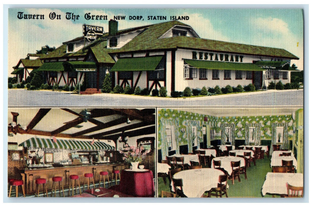 c1940's Tavern On The Green Interior New Dorp Staten Island New York NY Postcard