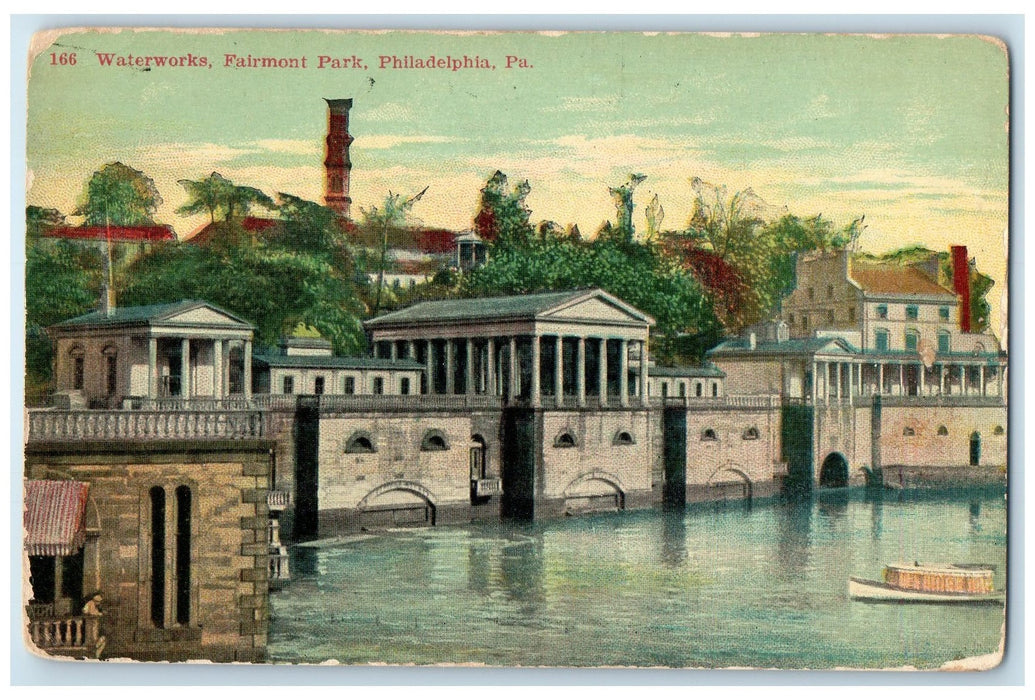 c1910's Waterworks Fairmont Park Boating Philadelphia Pennsylvania PA Postcard