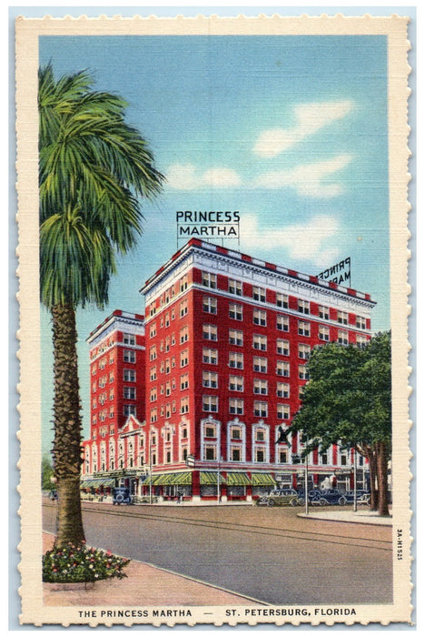 c1940's The Princess Martha Exterior Roadside St. Petersburg Florida FL Postcard