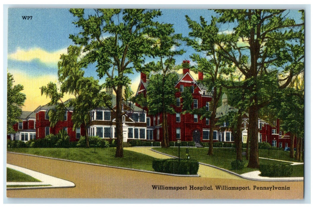 c1940's Williamsport Hospital Building Williamsport Pennsylvania PA Postcard