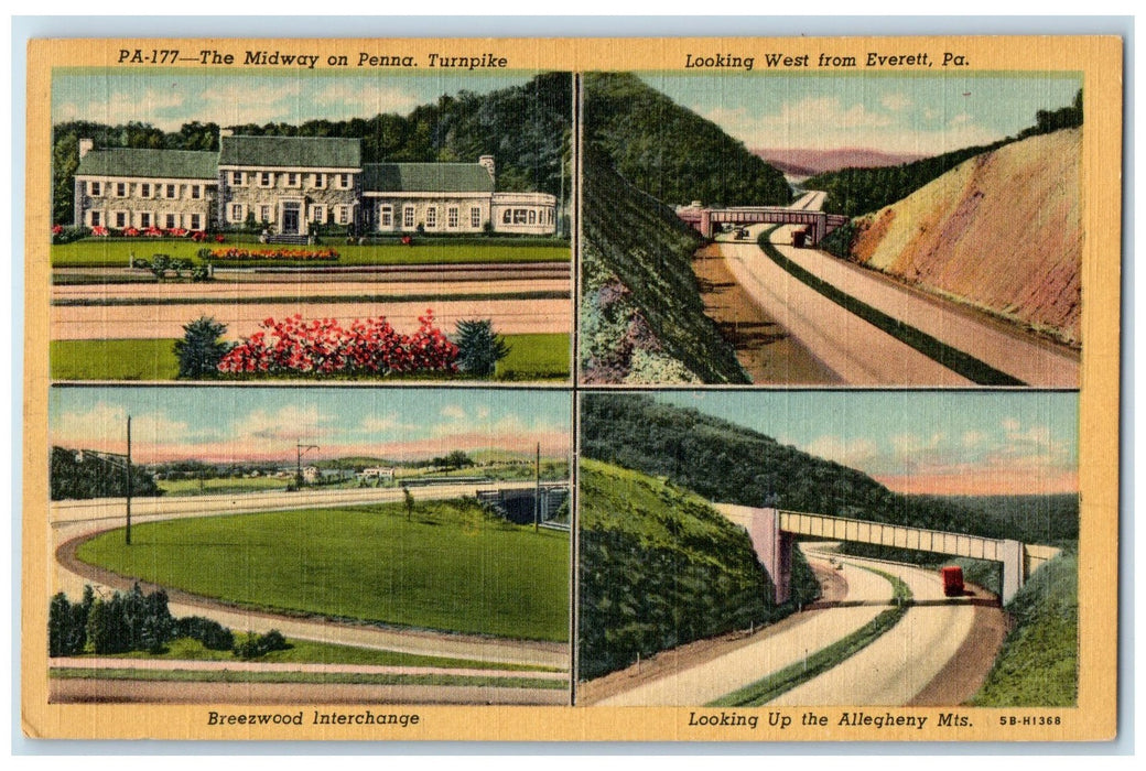 c1940's The Midway On Pena Turnpike Multiview Everett Pennsylvania PA Postcard
