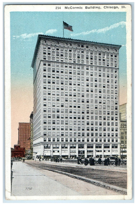 c1920s McCormic Building Exterior Roadside Chicago Illinois IL Unposted Postcard
