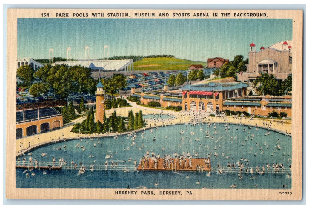 c1940's Hershey Park Pools With Stadium Bathing Hershey Pennsylvania PA Postcard