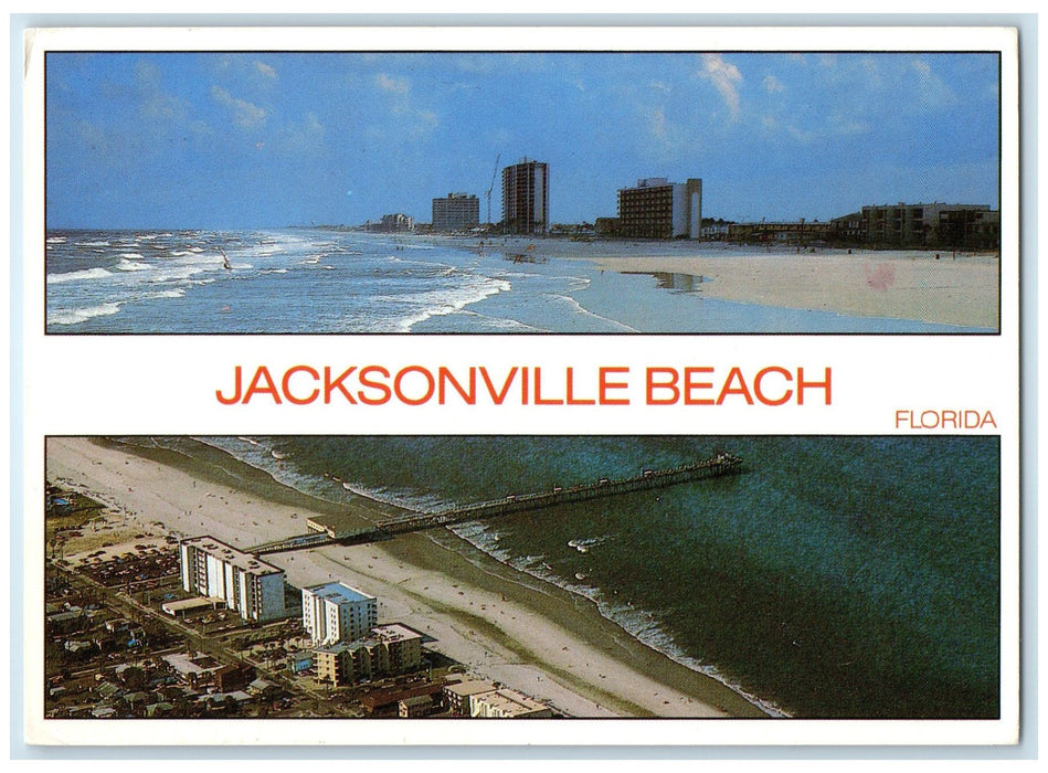 1997 Aerial View Shows Fishing Pier Jacksonville Beach Florida FL Sea Postcard