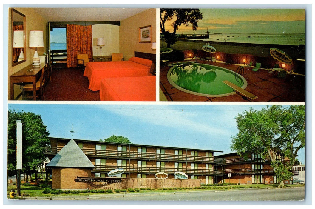 c1950's Governor Bradford Motor Inn Multiview Plymouth Massachusetts MA Postcard