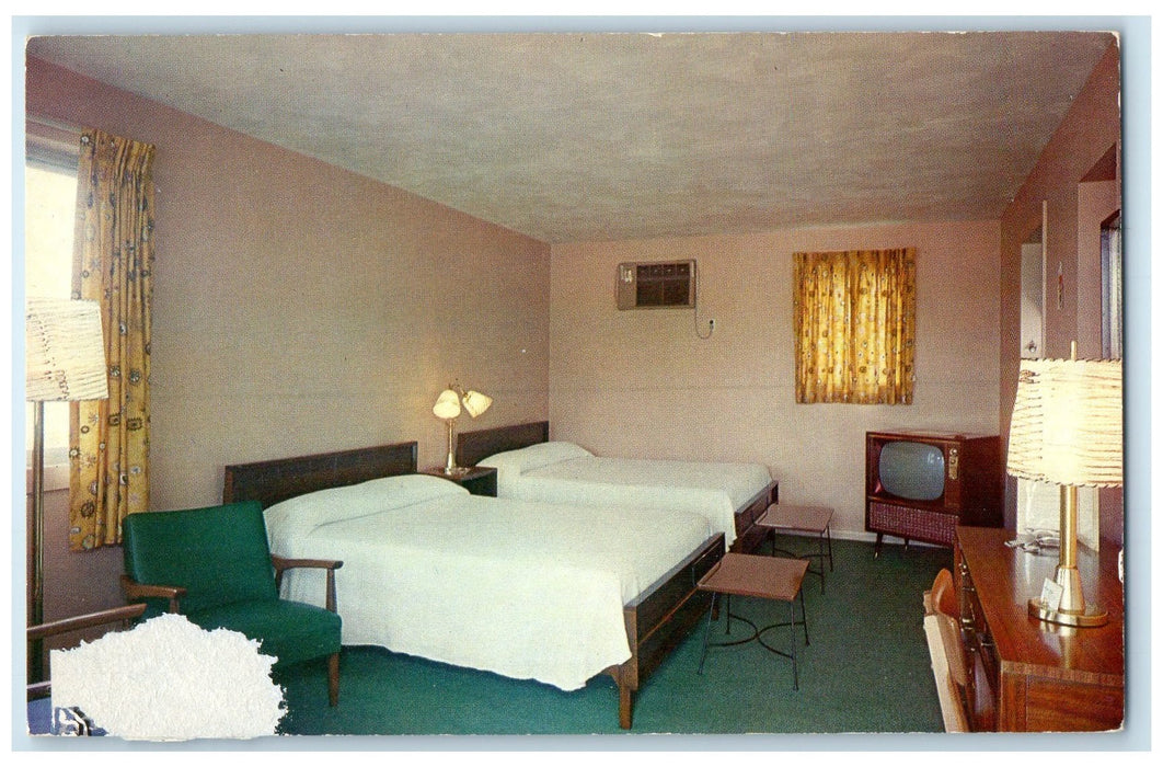 c1950's Riviera Motel & Restaurant Bedroom Holyoke Massachusetts MA Postcard