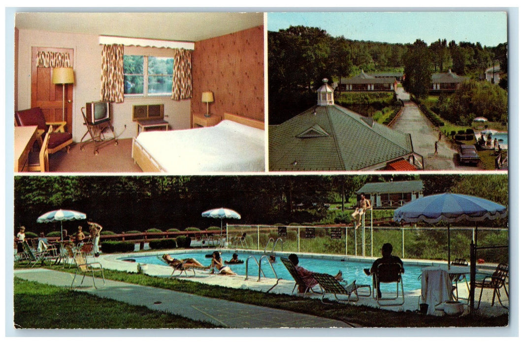 1960's Watergate Motor Hotel Swimming Pool Hudson New York NY Unposted Postcard