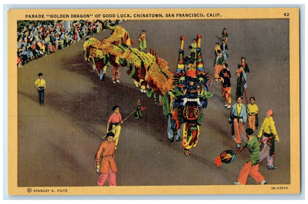 1960's Parade Golden Dragon Of Good Luck San Francisco California CA Postcard
