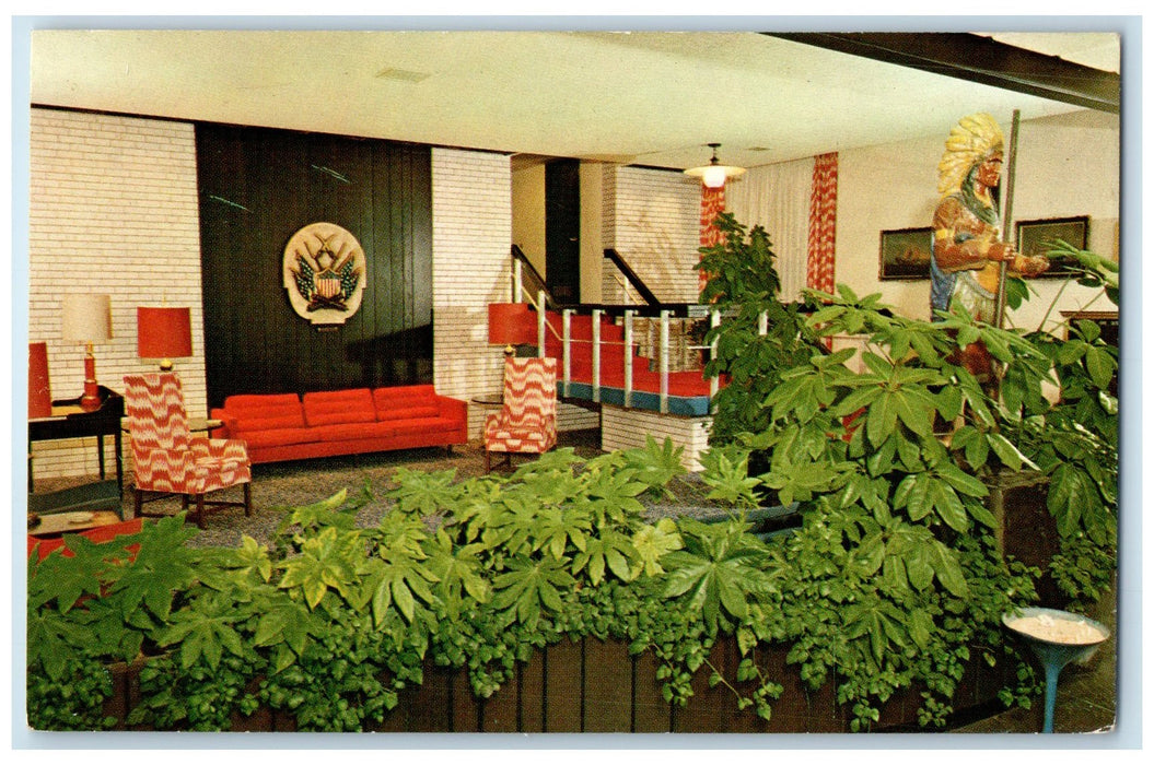 c1950's Midtown Motor Inn & Restaurant Lobby Boston Massachusetts MA Postcard