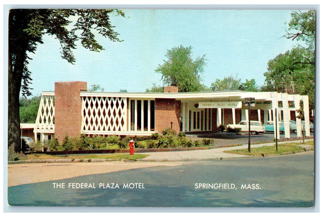 c1950 The Federal Plaza Motel & Restaurant Springfield Massachusetts MA Postcard
