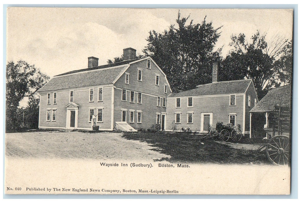 c1905 Way Side Inn Hotel & Restaurant Sudbury Boston Massachusetts MA Postcard