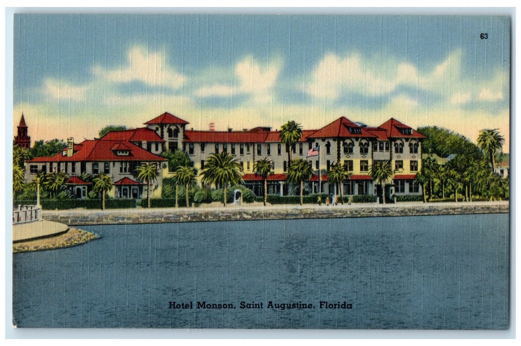 c1940's Hotel Monson Exterior Saint Augustine Florida FL Unposted Trees Postcard