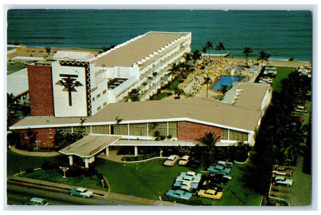 c1960's Aerial View Thunderbird Resort Motel Miami Beach FL Unposted Postcard