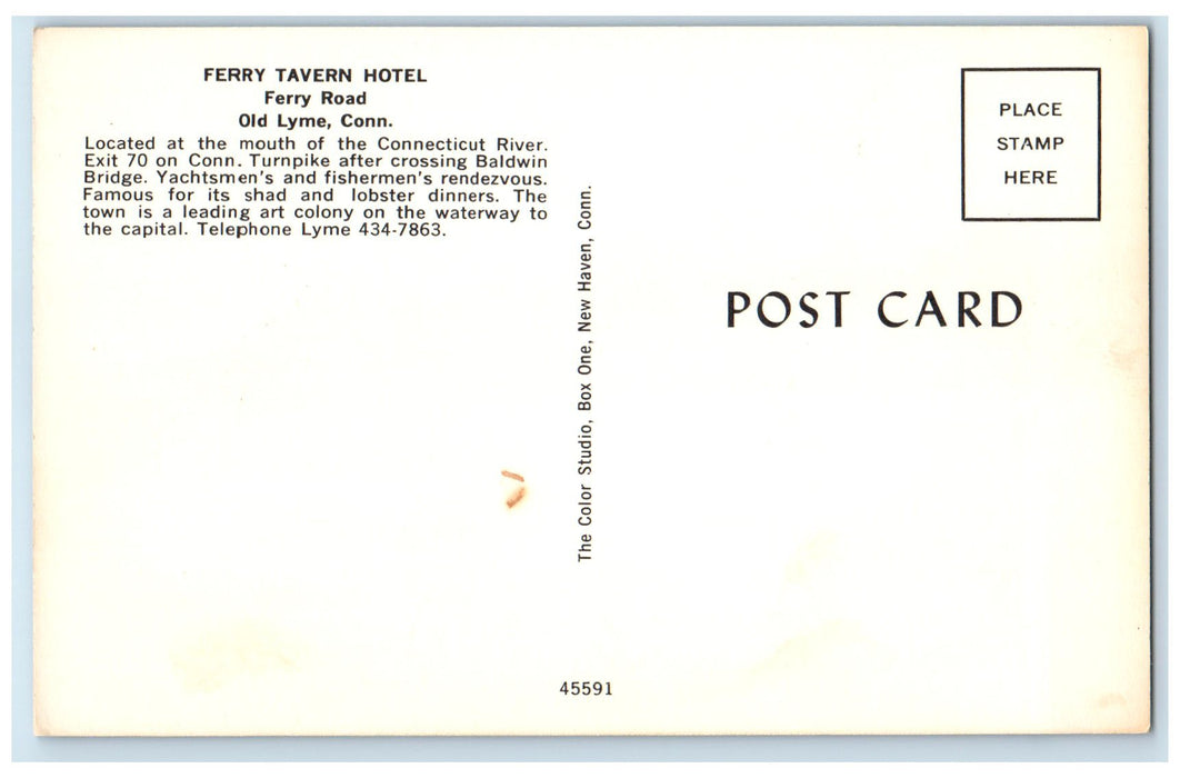 c1960's Ferry Tavern Hotel Ferry Exterior Road Old Lyme Connecticut CT Postcard