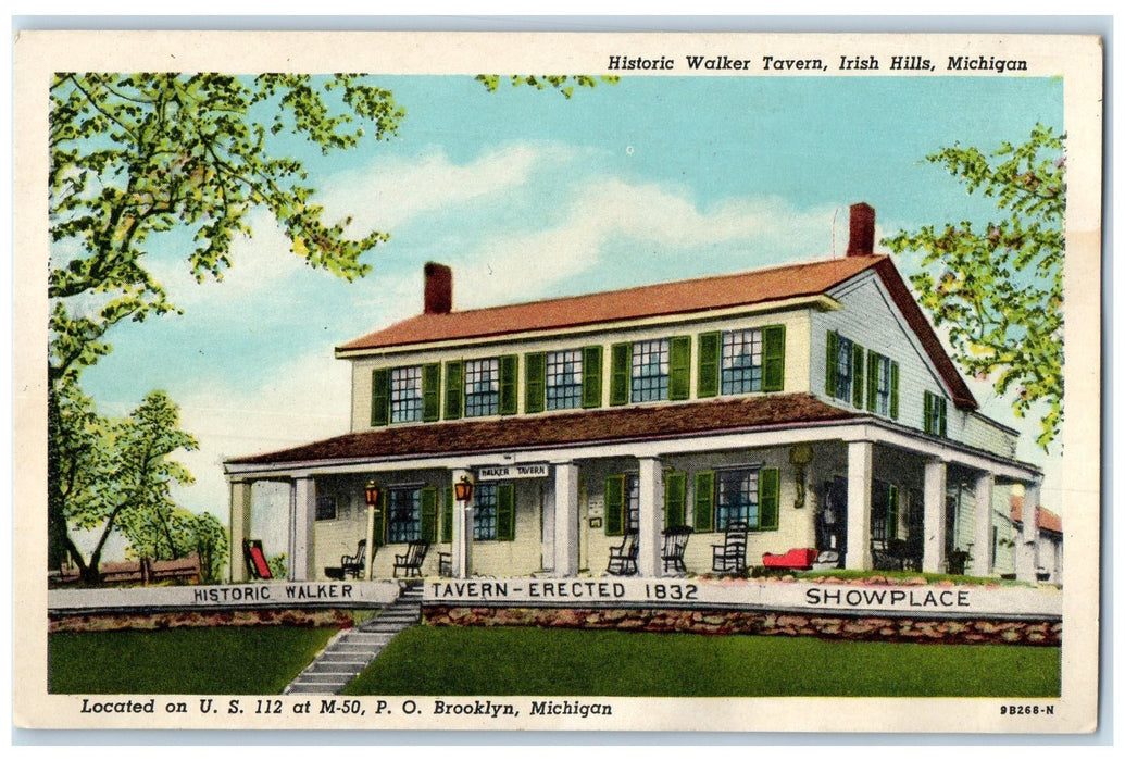 c1920's Historic Walker Tavern Erected 1832 Irish Hills Michigan MI Postcard