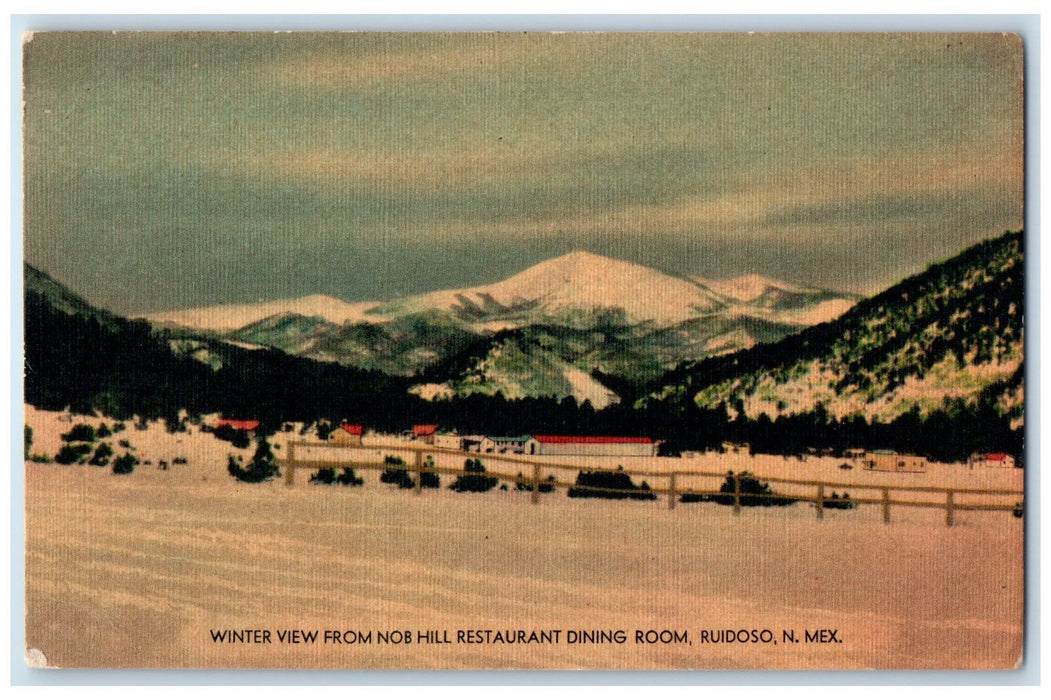 c1940's Winter View From Nob Hill Restaurant View Ruidoso New Mexico NM Postcard