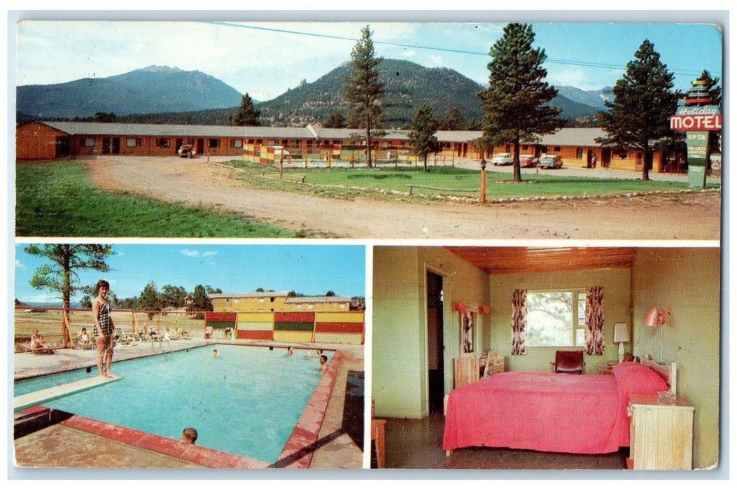 1961 Holiday Motel & Restaurant Multiview Estes Park Colorado CO Posted Postcard