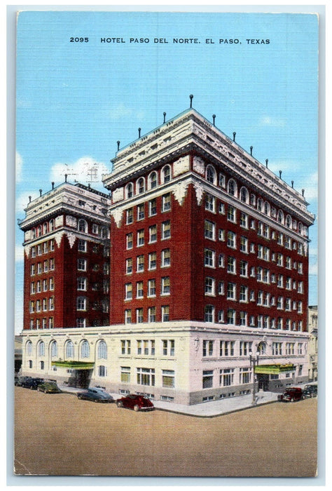 1943 Hotel Paso Del Norte Exterior Roadside El Paso Texas TE Unposted Postcard