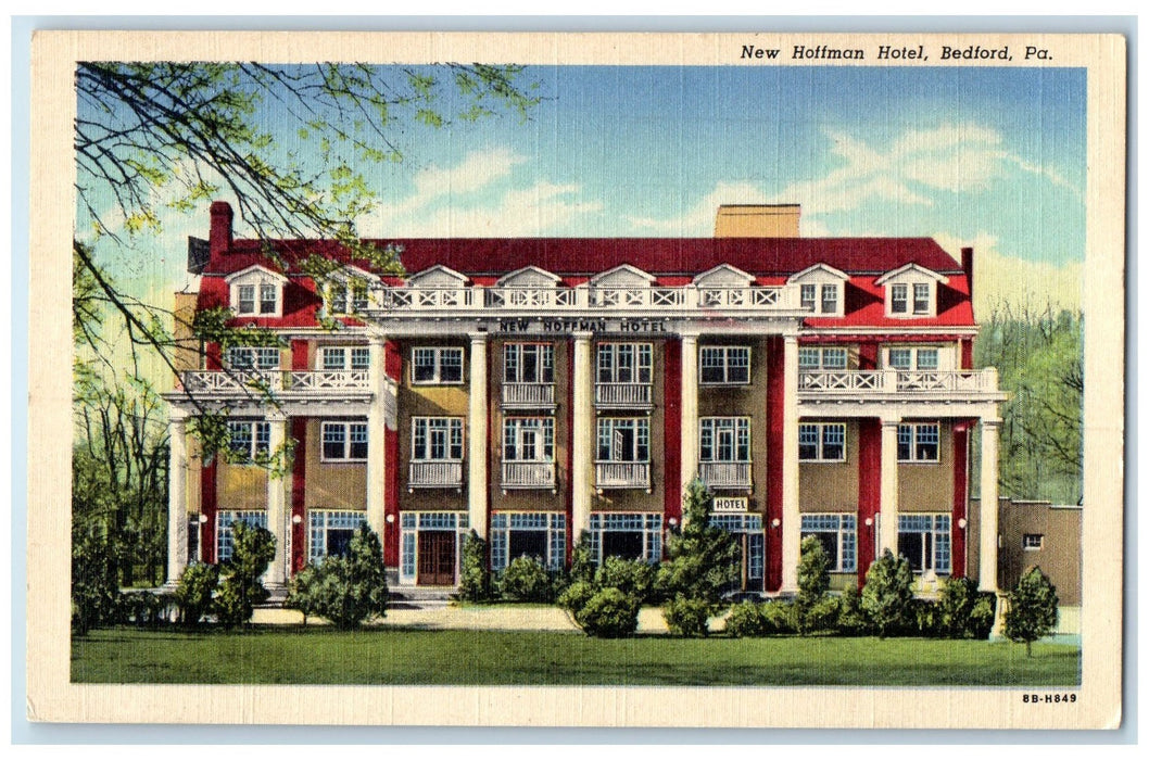 c1940's New Hoffman Hotel Exterior Bedford Pennsylvania PA Unposted Postcard