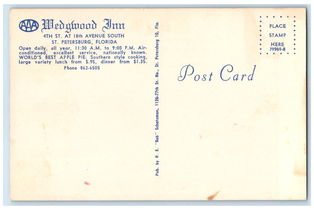 c1950 Medgwood Inn Restaurant Patio Dining St Petersburg FL Advertising Postcard
