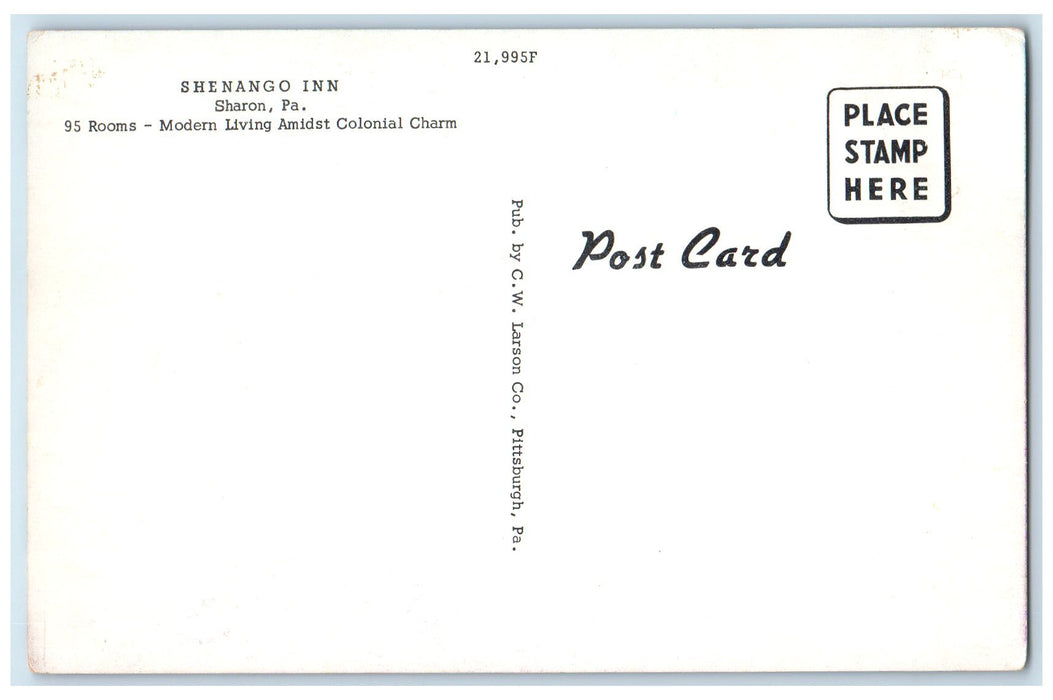 c1940s Shenango Inn Exterior Cars Scene Sharon Pennsylvania PA Unposted Postcard