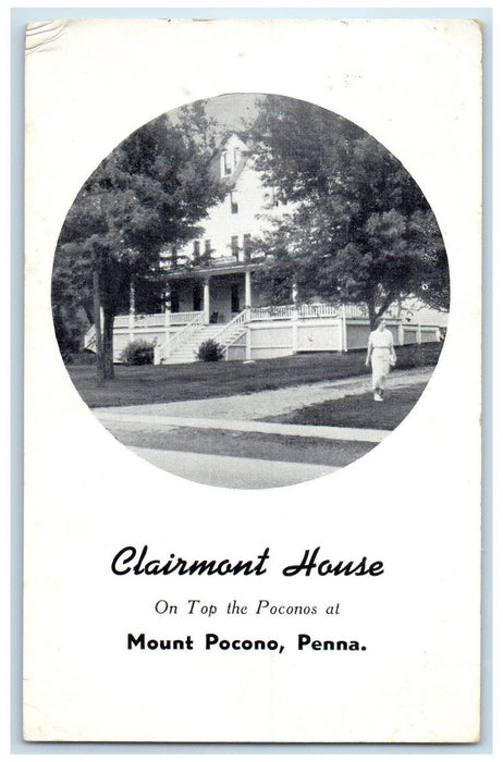 1938 Clairmont House Exterior Scene Mount Pocono Pennsylvania PA Posted Postcard
