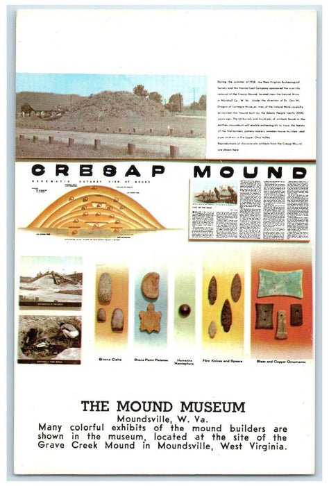 c1950's The Mound Museum Stone Exhibits Moundsville West Virginia WV Postcard