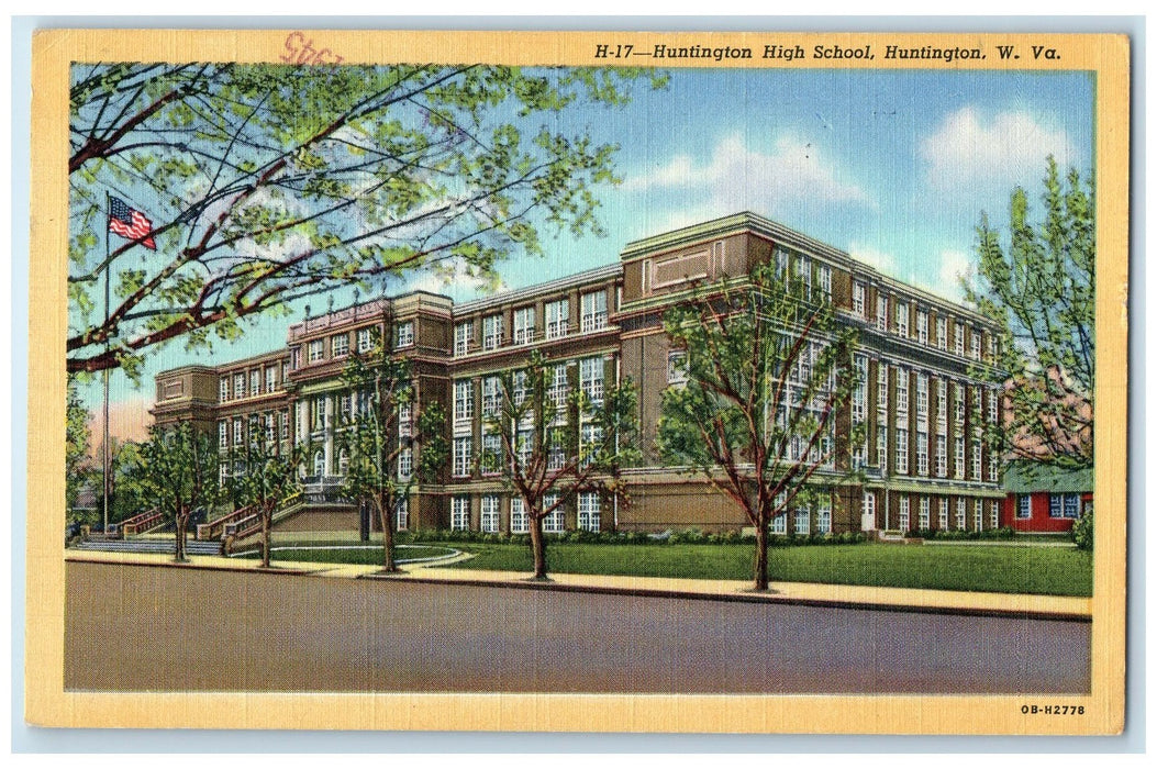 1945 Huntington High School Campus Building Huntington West Virginia WV Postcard