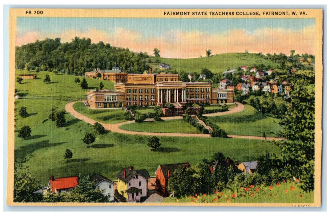 c1940's Fairmont State Teachers College View Fairmont West Virginia WV Postcard