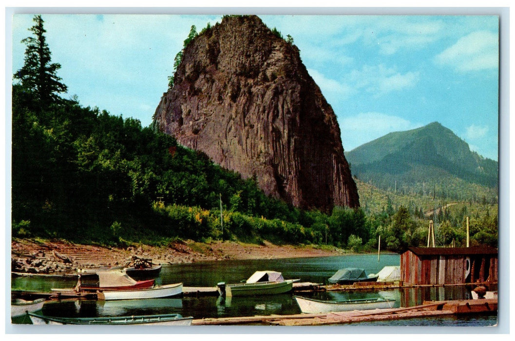 c1950's Boats On Shore Line Grove 900 Feet Beacon Rock Washington WA Postcard