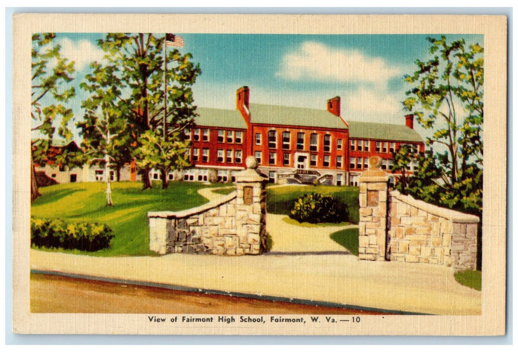 1947 Fairmont High School Campus Building Fairmont West Virginia WV Postcard