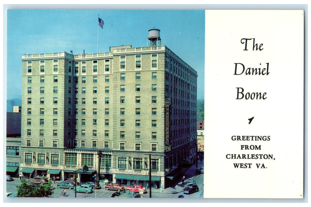 c1950's Greetings From Charleston The Daniel Boone West Virginia WV Postcard