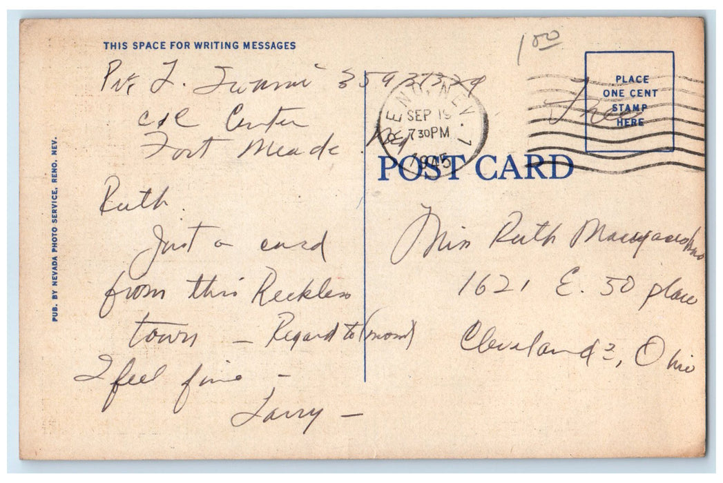 1945 Greetings From Reno Multiview Casino Gambling Cards Dice Nevada NV Postcard