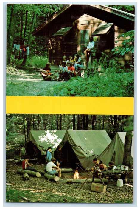 c1950's Camp Asbury Cabin & Tent Camping Christian Education Hiram OH Postcard