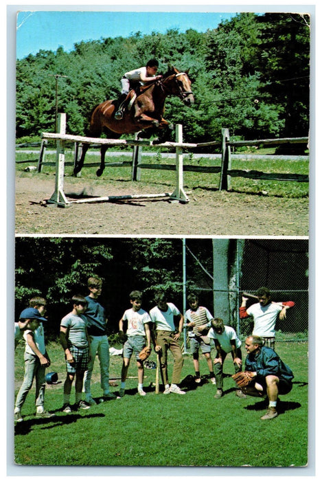 1971 Camp Half Moon For Boys Multiview Horse Riding Great Barrington MA Postcard