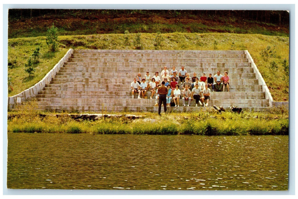 c1950's Amphitheater On Shore Of Lake Hale Church Group Dahlonega GA Postcard