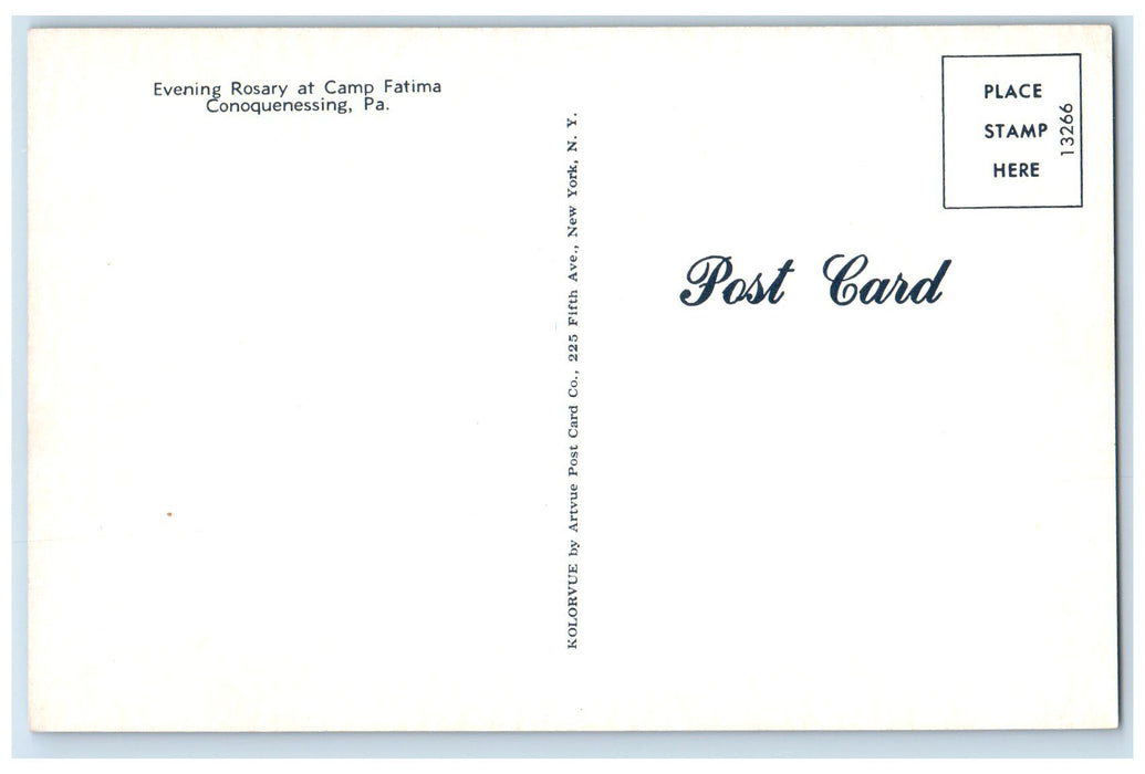 c1950's Evening Rosary At Camp Fatima Conoquenessing Pennsylvania PA Postcard