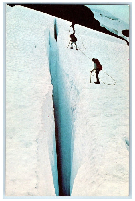 c1950 Exploring The Byron Glacier Camp Teen Adventure Portage Alaska AK Postcard