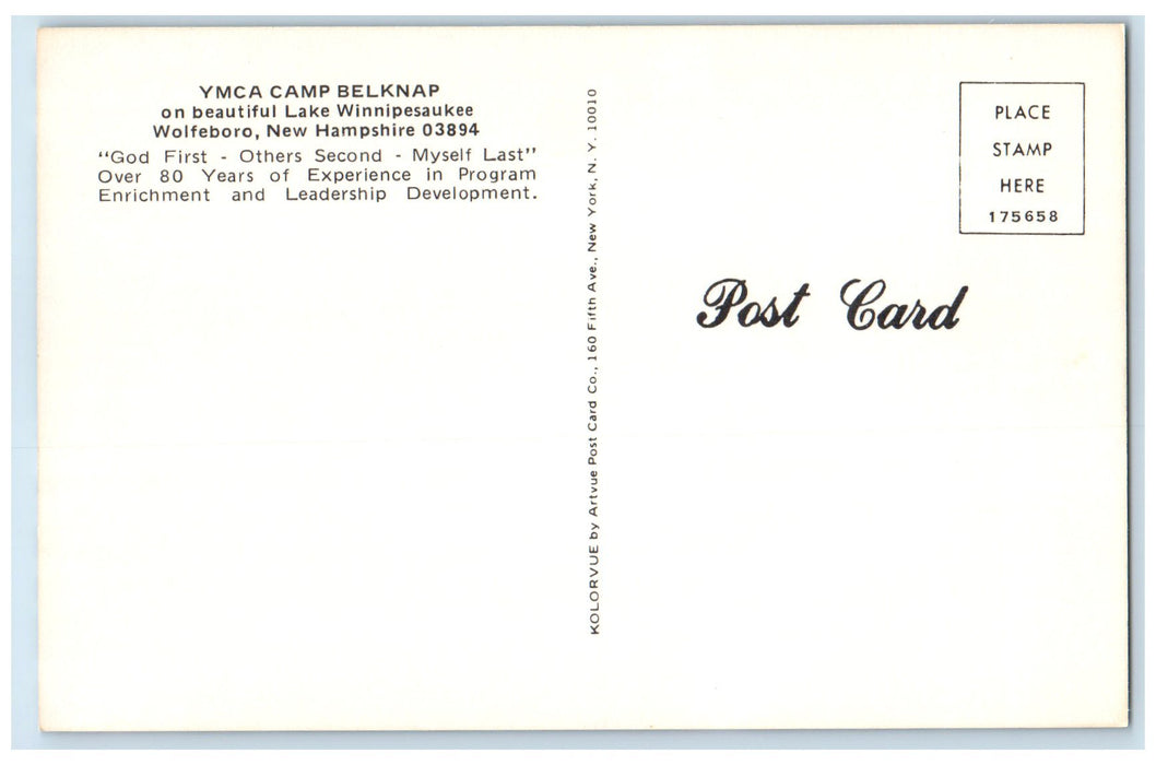 c1950's YMCA Camp Belknap lake Winnipesaukee Wolfeboro New Hampshire NH Postcard