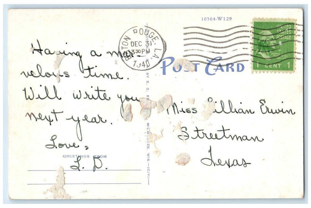 1940's This Place Is Great But Tough Of My Dogs Cartoon Illustration Postcard