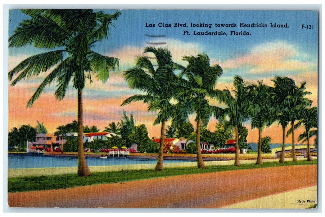 1962 Las Olas Boulevard Hendricks Island Road Ft. Lauderdale Florida FL Postcard