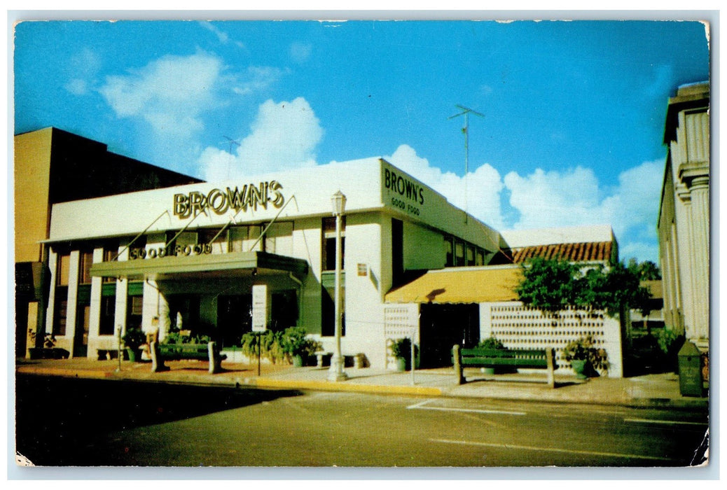 c1950 Brown's Good Food Restaurant Entrance Fort Lauderdale Florida FL Postcard