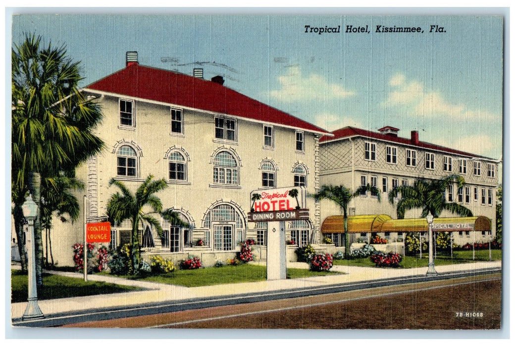 1949 Tropical Hotel & Restaurant Building Signage Kissimmee Florida FL Postcard