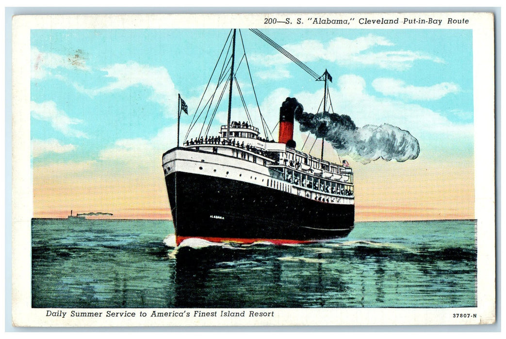 1947 Steamship Alabama Cleveland Put-In-Bay Route Ashley OH Milaca MN Postcard